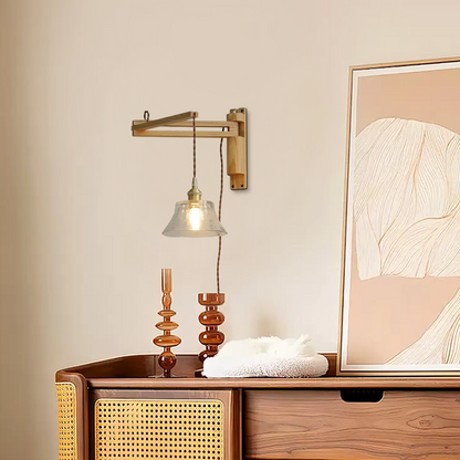 Wall Lamp — Walnut Wood & Ceramic Shade Bedroom