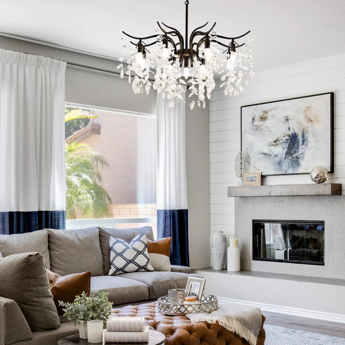 Chandelier – Luxurious Black/Gold Finish for Living/Dining Room