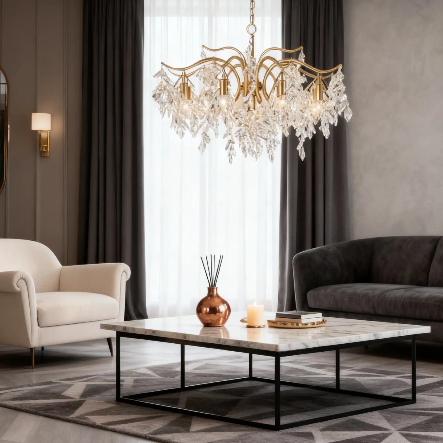 Chandelier – Luxurious Black/Gold Finish for Living/Dining Room