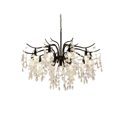 Excelis Royal Crystal Chandelier – Luxurious Black/Gold Finish for Living/Dining Room