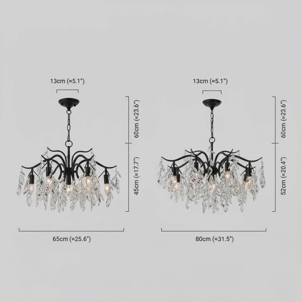 Excelis Royal Crystal Chandelier – Luxurious Black/Gold Finish for Living/Dining Room