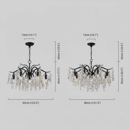 Excelis Royal Crystal Chandelier – Luxurious Black/Gold Finish for Living/Dining Room