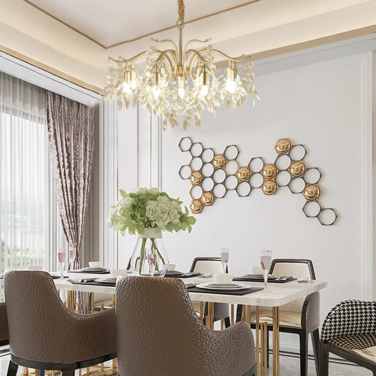 Chandelier – Luxurious Black/Gold Finish for Living/Dining Room