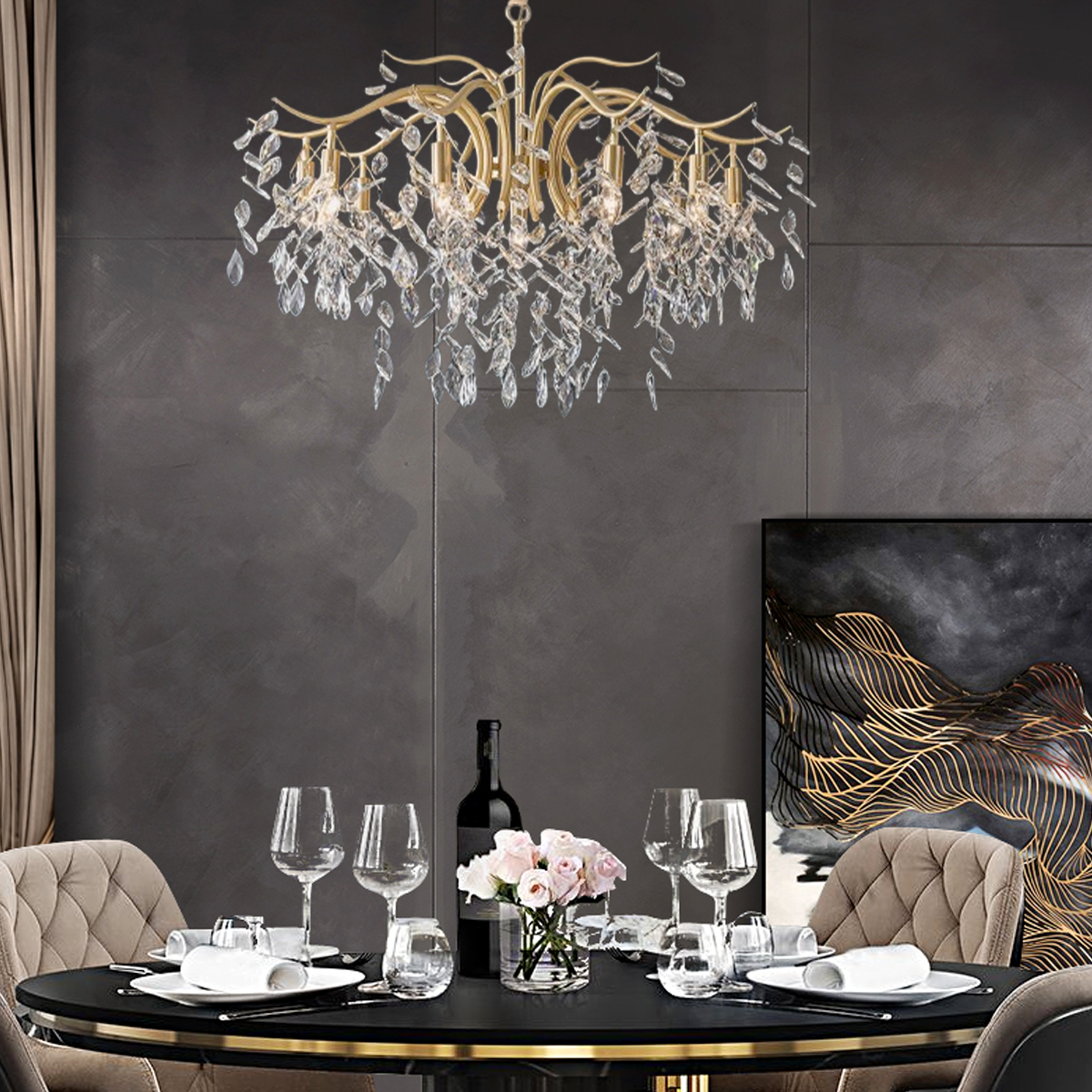 Royal Gold Chandelier for Dining Room 9 Head