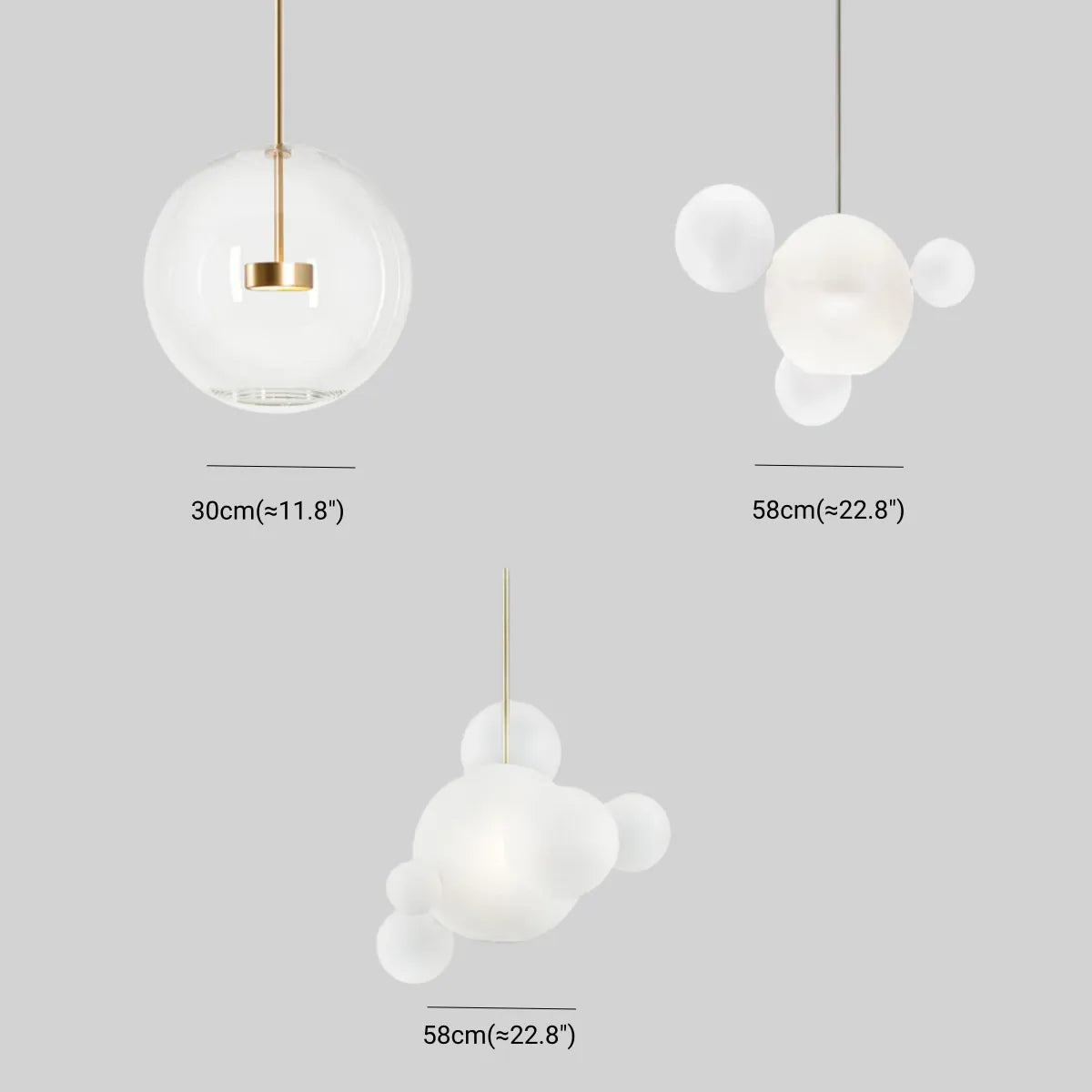 Modern Bubble Glass Pendant Light Size