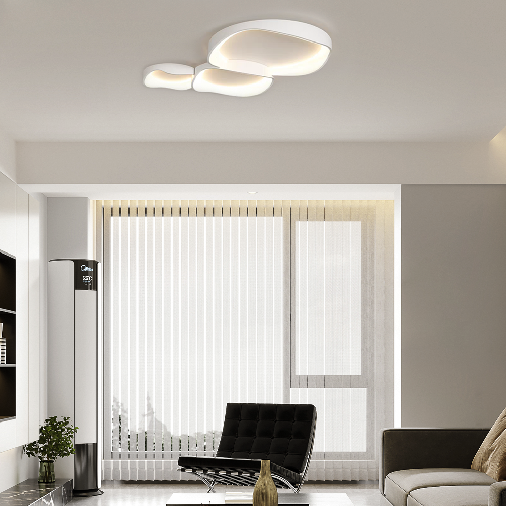 110cm Modern White Wave Ceiling Light for Living Room