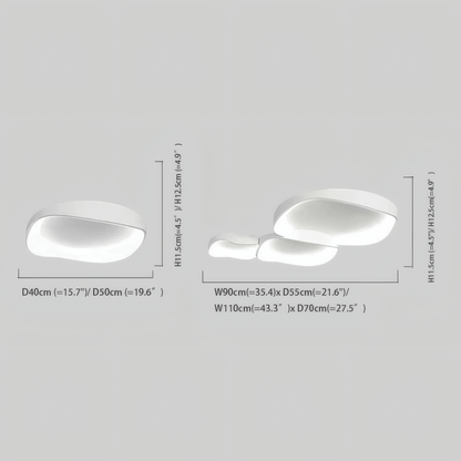 Modern White Wave Ceiling Light Dimension