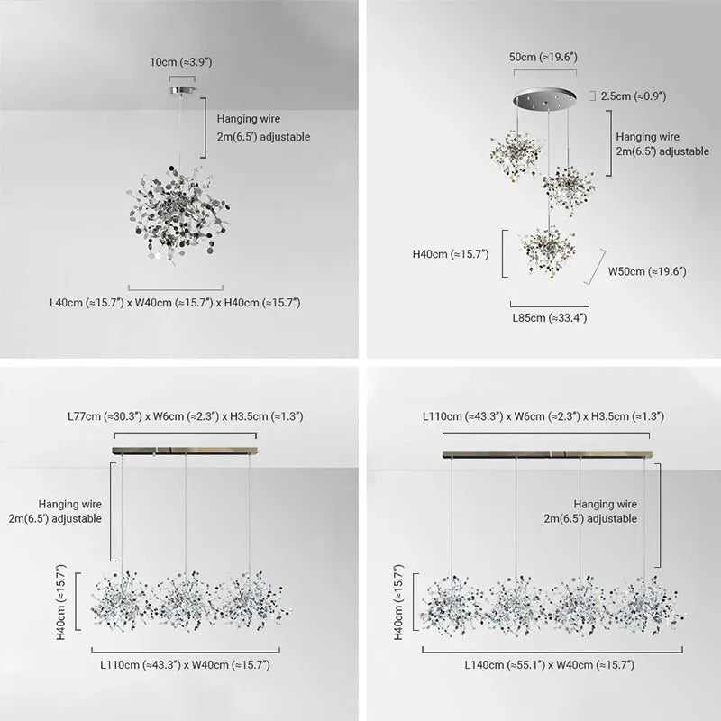 Art Deco Cluster Chandelier Size