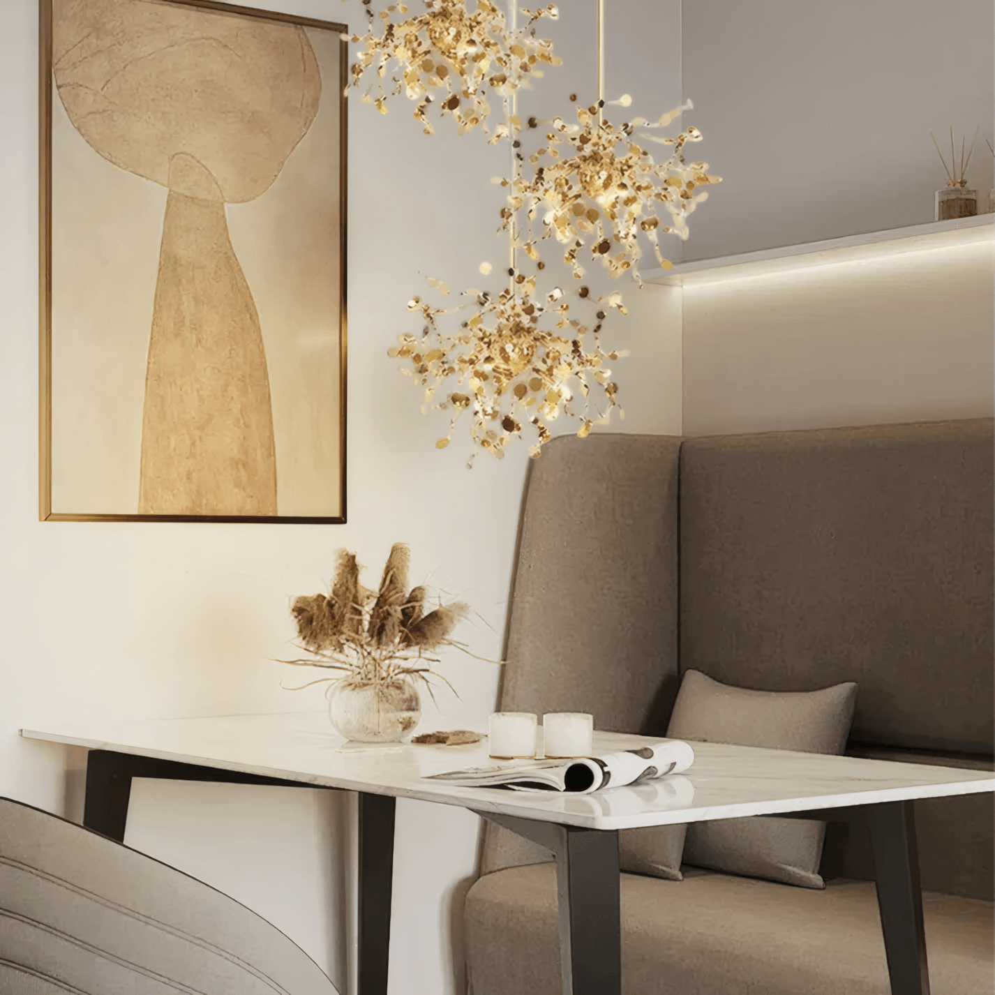 Art Deco Gold Chandelier Cluster Round Dining Room