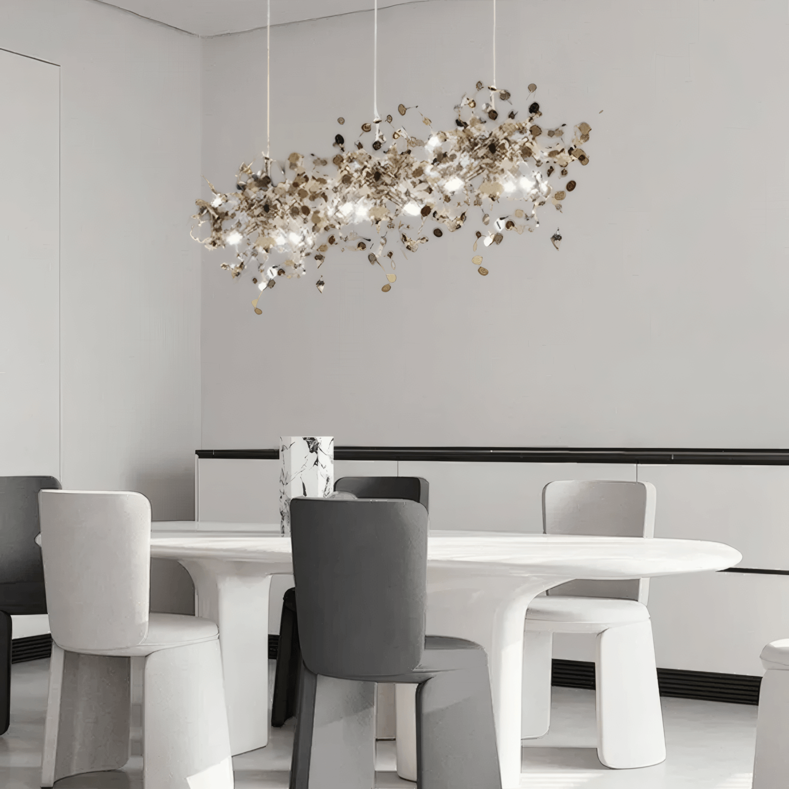 Art Deco Silver Chandelier Cluster Rectangular Dining Room