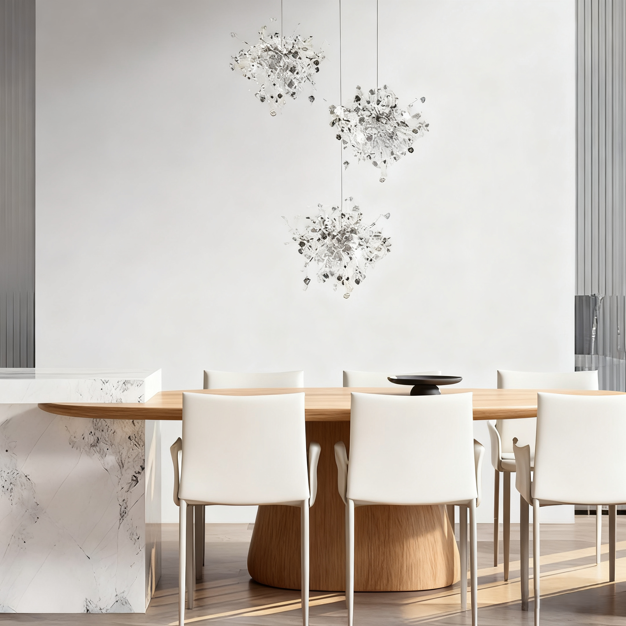 Art Deco Silver Chandelier Cluster Round Dining Room