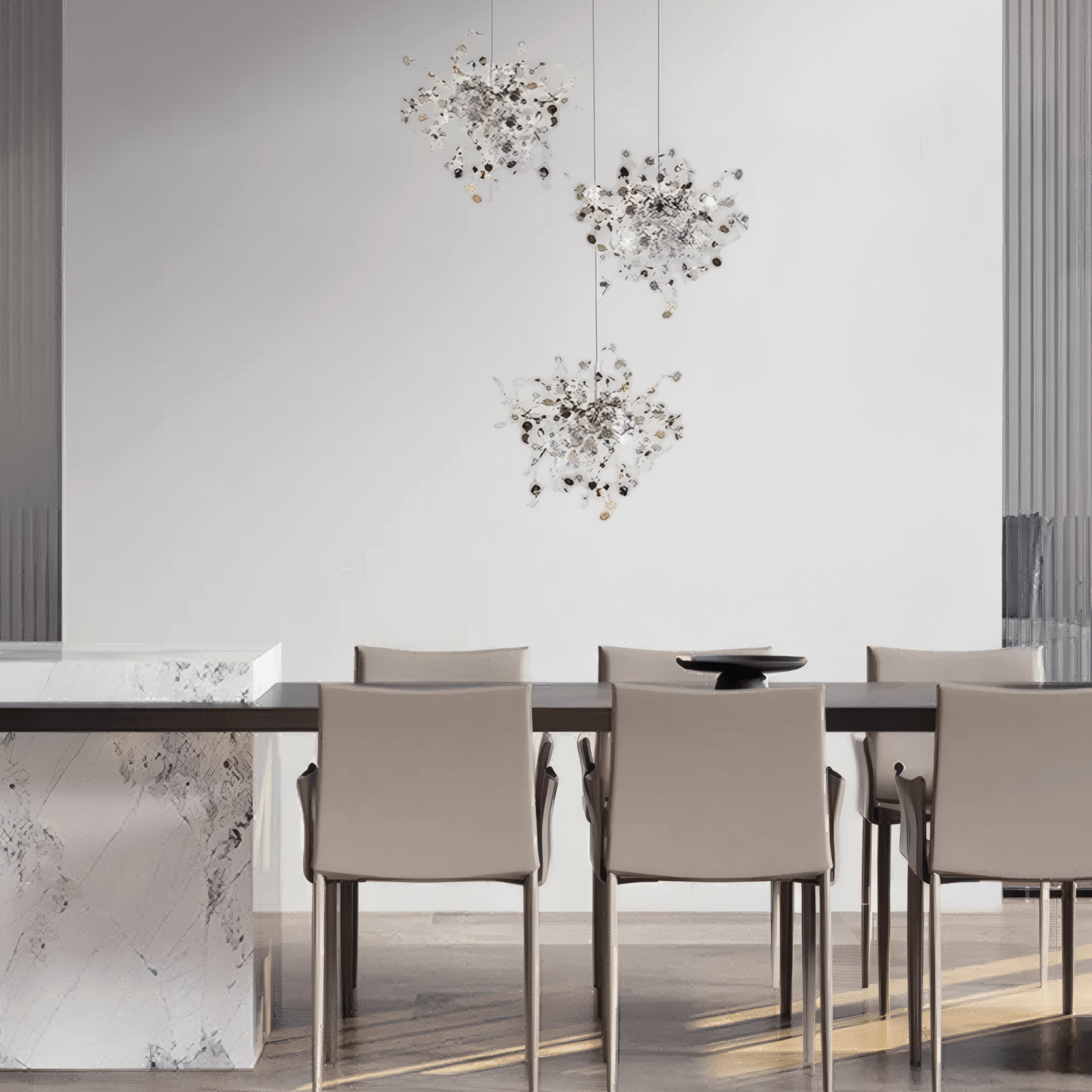 Art Deco Silver Chandelier Cluster Round Dining Room