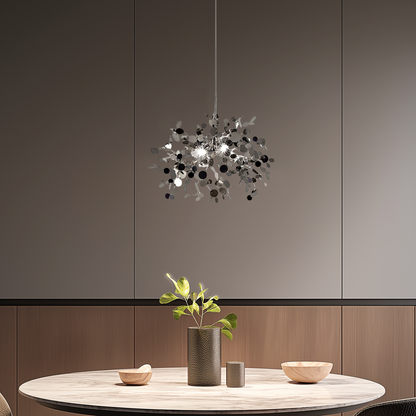 Art Deco Silver Chandelier Cluster Round for Dining Room