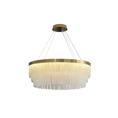 Excelis Royal Crystal Pendant Light - Gold Metal with Tassel for Bedroom/Dining room