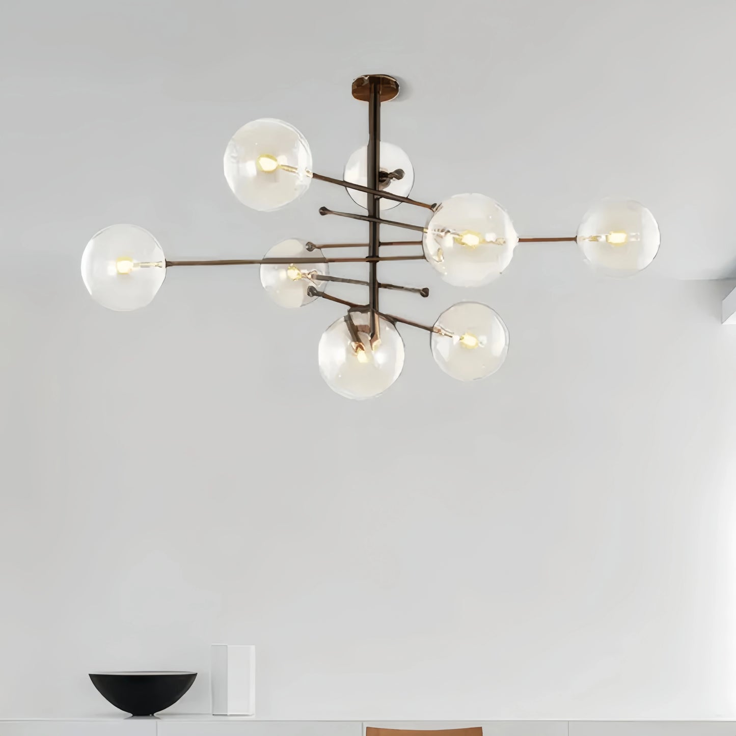 Nebula Royal Branch Glass Chandelier – Luxury Black/Gold Metal for Dining Room