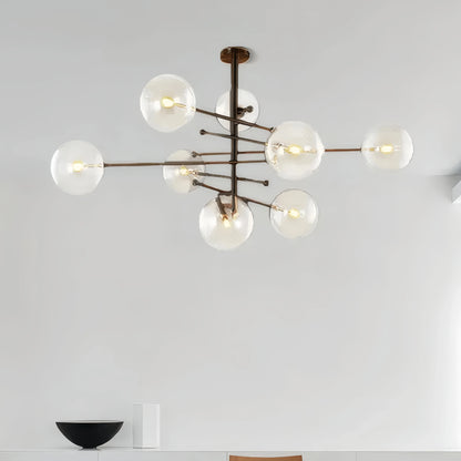 Nebula Royal Branch Glass Chandelier – Luxury Black/Gold Metal for Dining Room