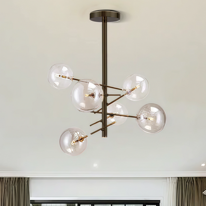 Nebula Royal Branch Glass Chandelier – Luxury Black/Gold Metal for Dining Room