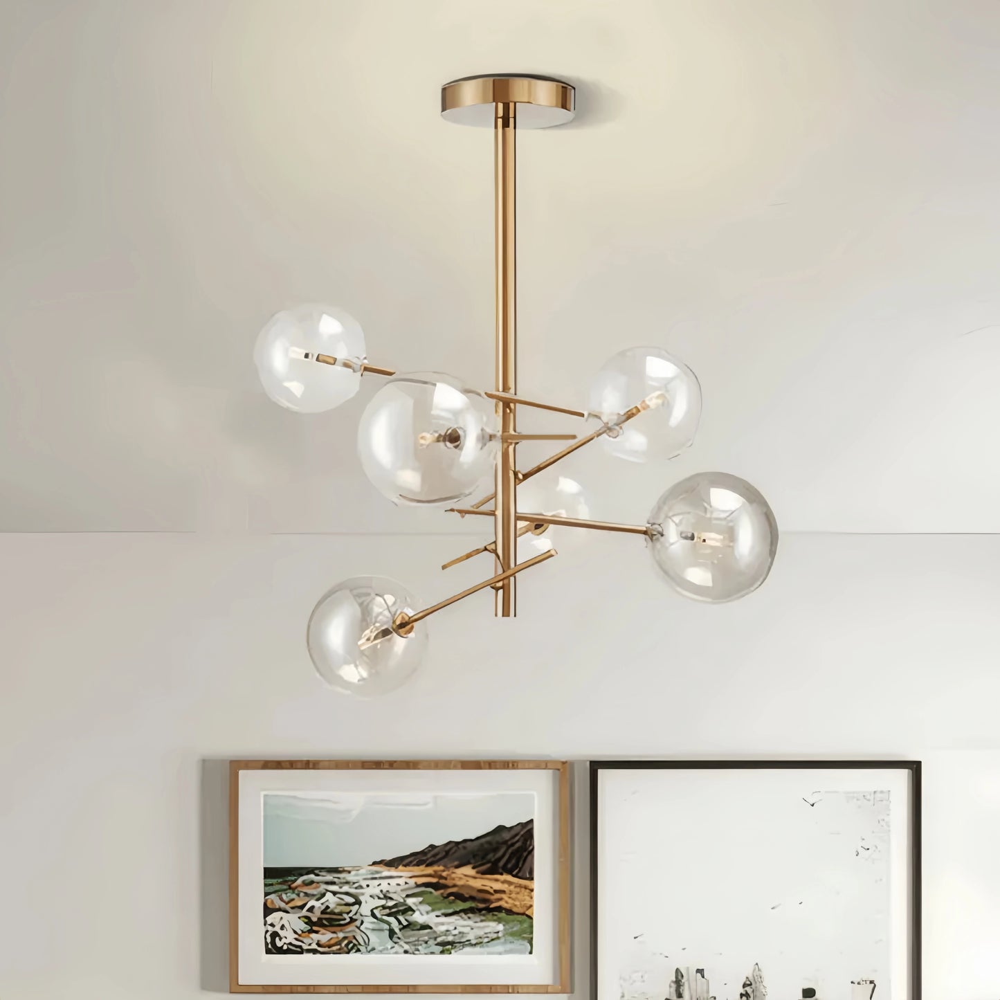 Nebula Royal Branch Glass Chandelier – Luxury Black/Gold Metal for Dining Room