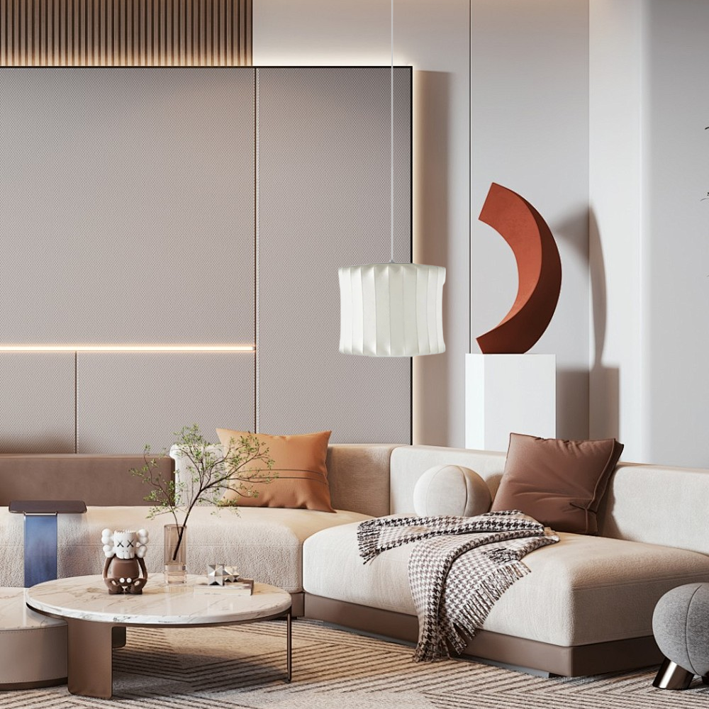 Rustic White Lantern Pendant Light Living Room