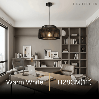 Bamburo Farmhouse Drum Pendant Light — Black