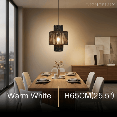 Bamburo Farmhouse Drum Pendant Light — Black