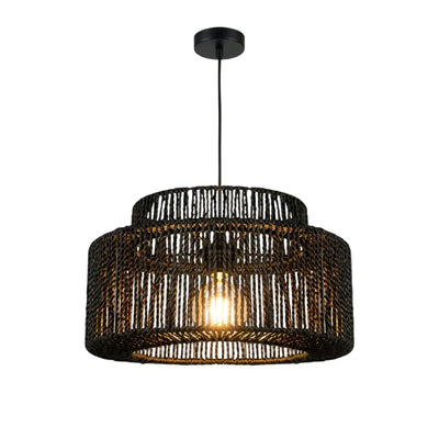 Bamburo Farmhouse Drum Pendant Light — Black