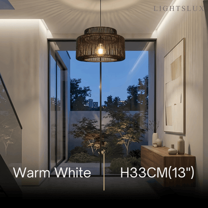 Bamburo Farmhouse Drum Pendant Light — Black