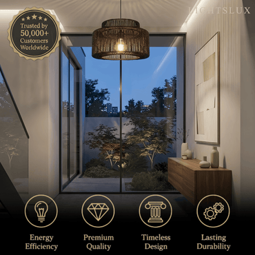 Bamburo Farmhouse Drum Pendant Light — Black