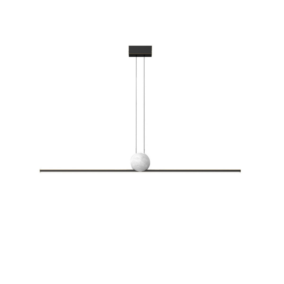 Lámpara colgante lineal moderna Arcato - Metal negro/dorado y mármol para cocina