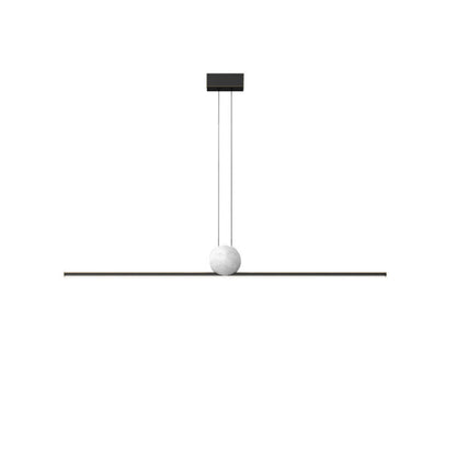 Lámpara colgante lineal moderna Arcato - Metal negro/dorado y mármol para cocina