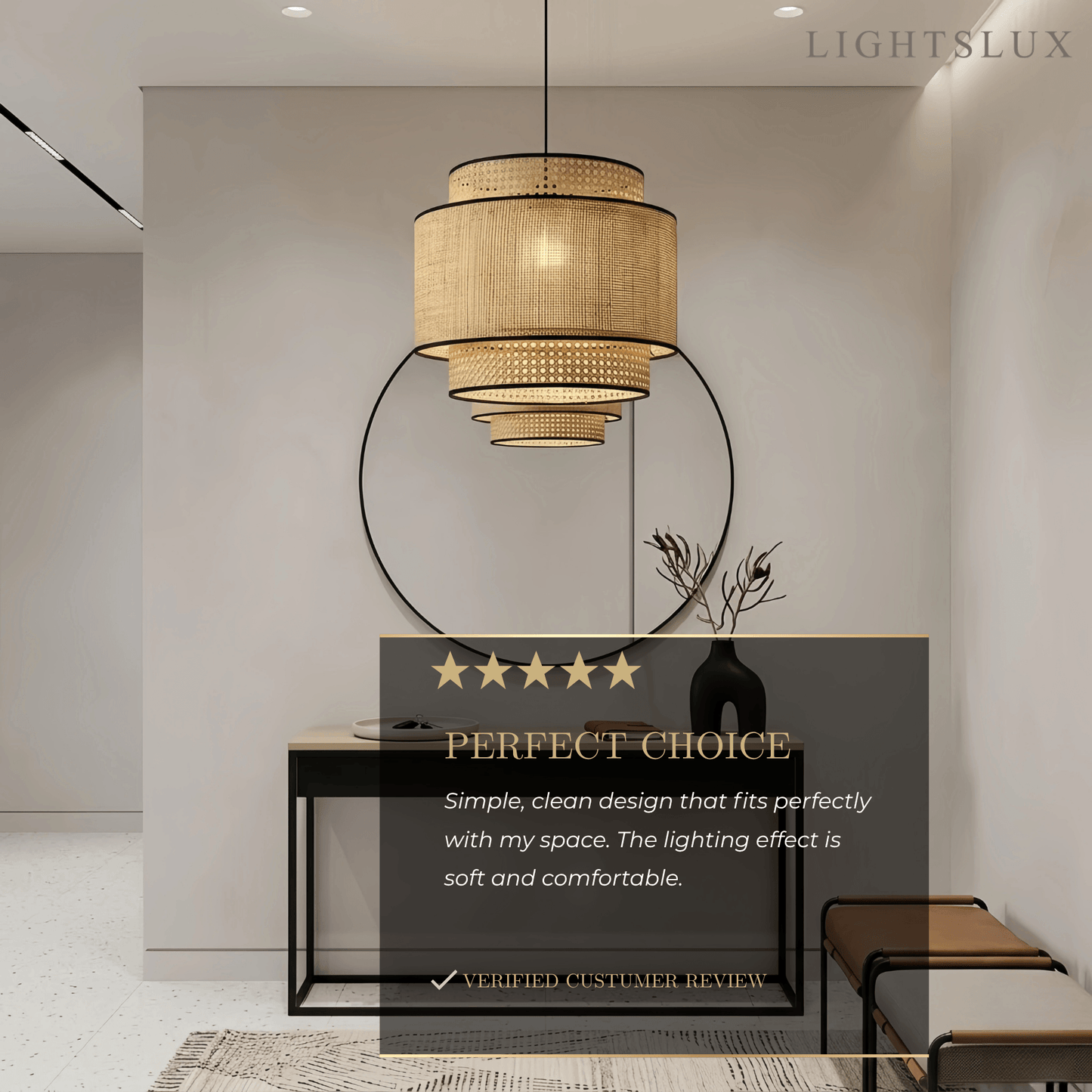 Bamburo Farmhouse Pendant Light — Tri-Layer