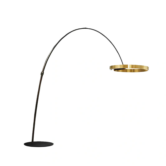 Velora Modern Round Floor Lamp – Minimalist Black Metal Design for Living Room