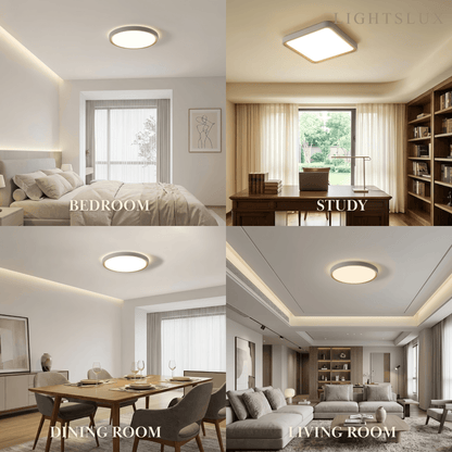 Embrace Modern Gray Ceiling Light – Metal Frame Square/Round for Bedroom
