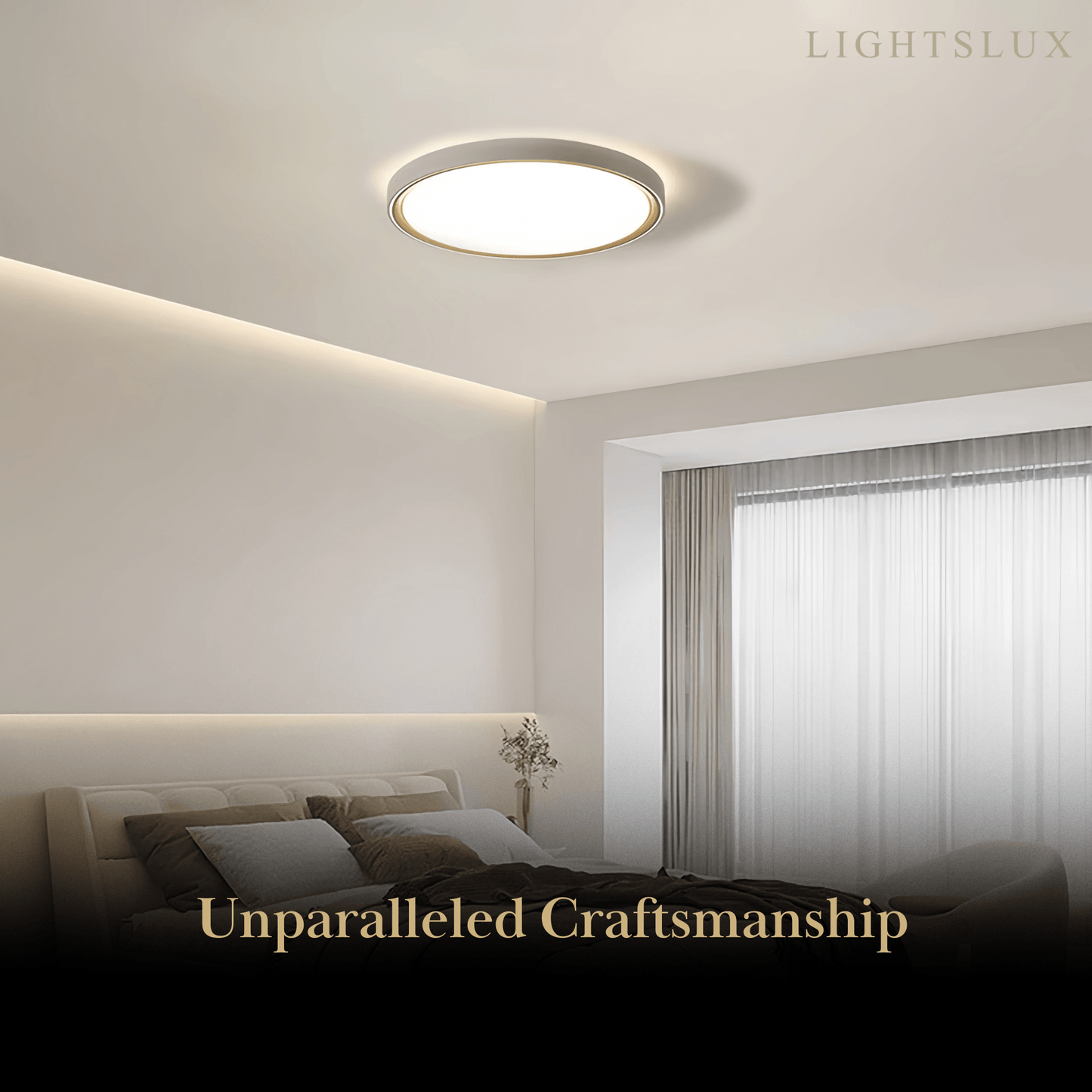 Embrace Modern Gray Ceiling Light – Metal Frame Square/Round for Bedroom