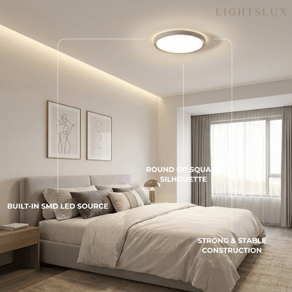 Embrace Modern Gray Ceiling Light – Metal Frame Square/Round for Bedroom