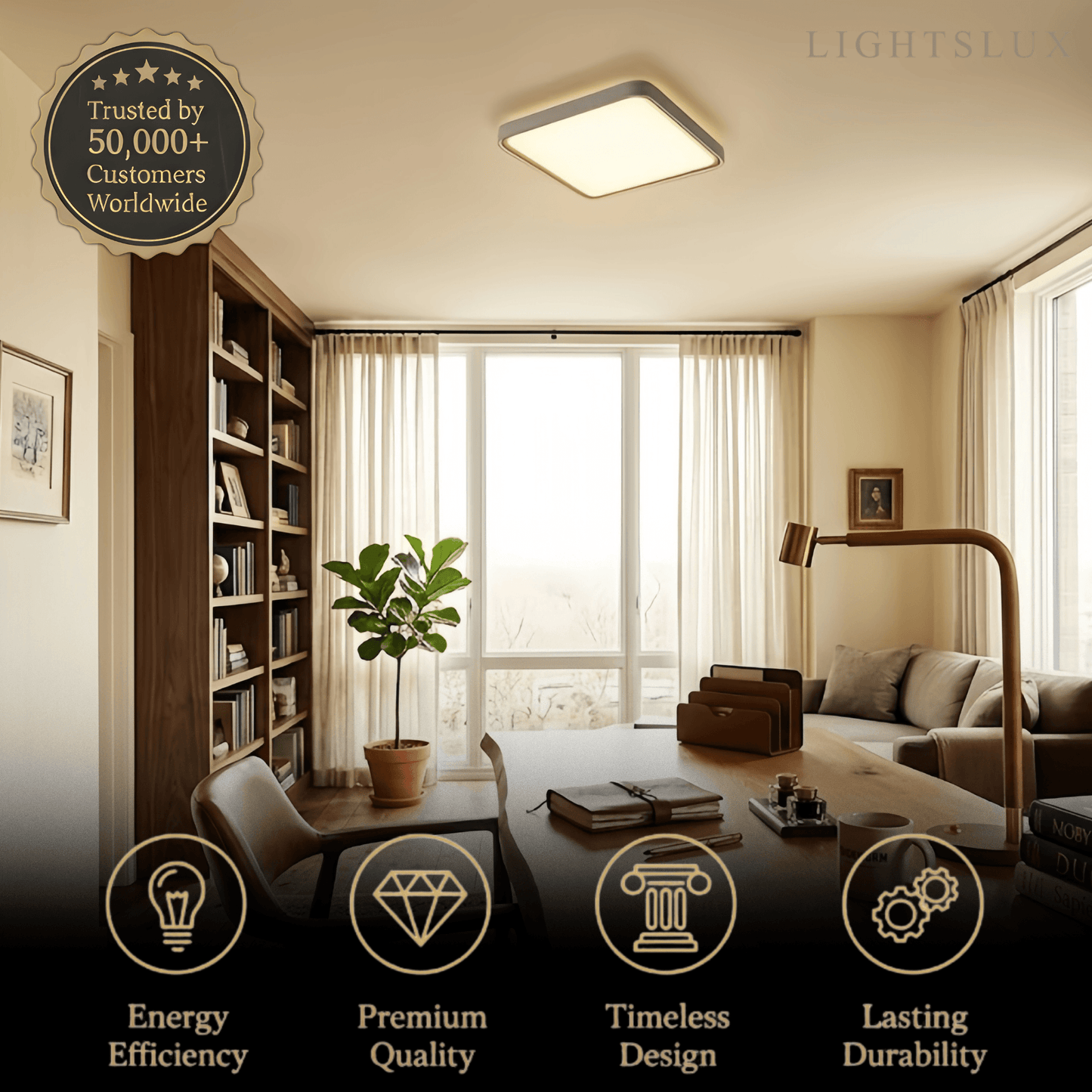 Embrace Modern Gray Ceiling Light – Metal Frame Square/Round for Bedroom