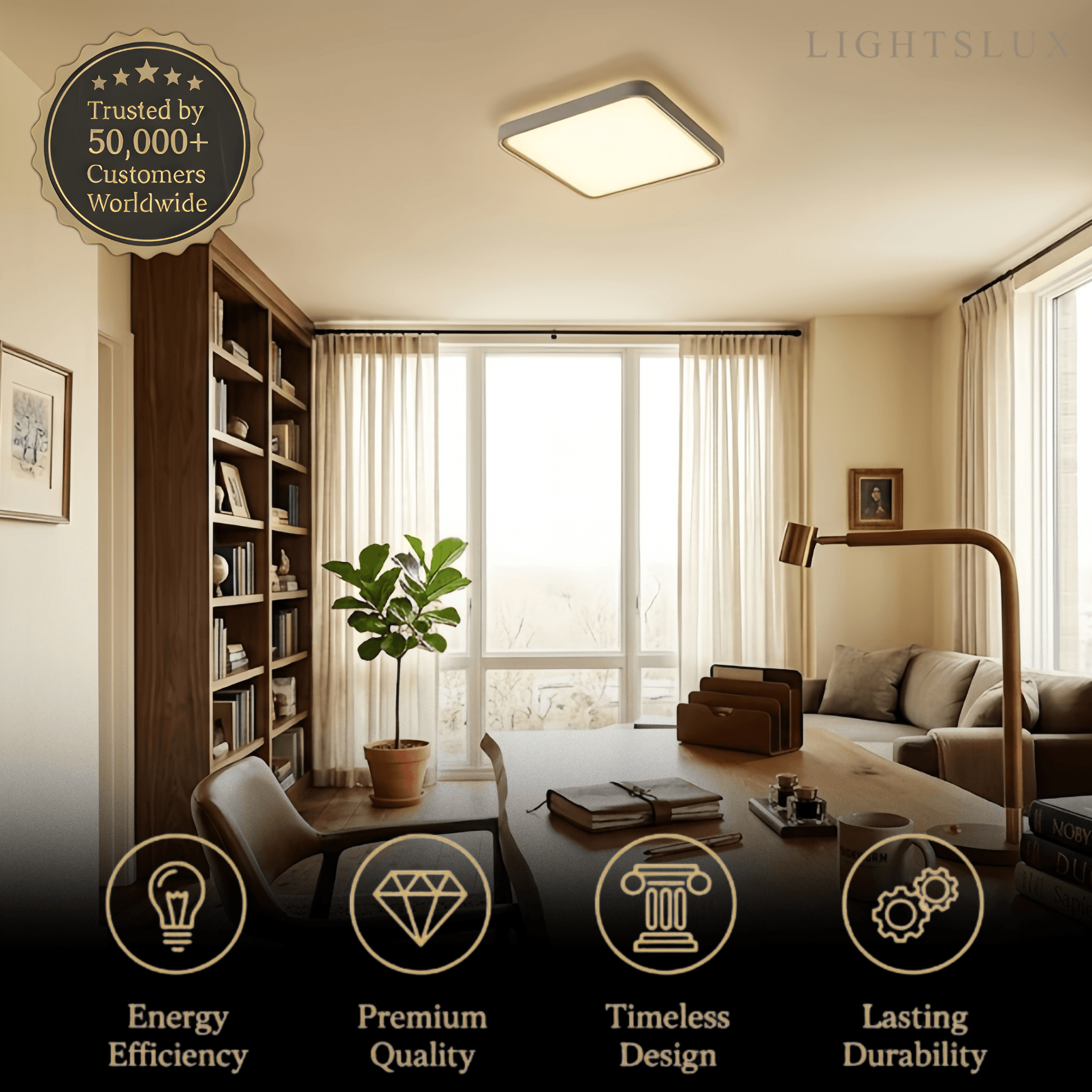 Embrace Modern Gray Ceiling Light – Metal Frame Square/Round for Bedroom