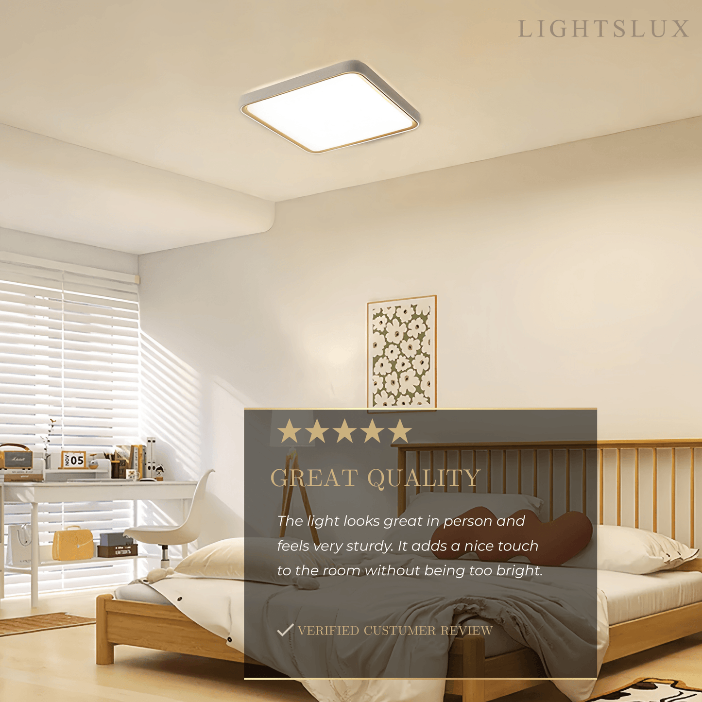 Embrace Modern Gray Ceiling Light – Metal Frame Square/Round for Bedroom
