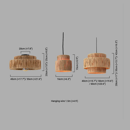 Rustic Wooden Pendant Light Dimension