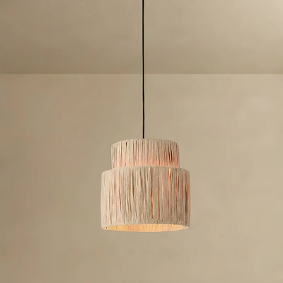 Zenno Rustic Pendant Light & Ceiling Light- Metal & Paper Streamer Shade for Dining Room