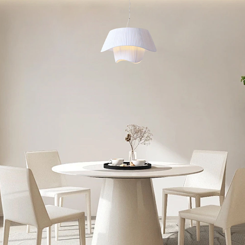 White Metal Frame with Asymmetric Shade for Dining Room