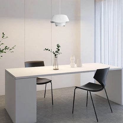 White Metal Frame with Asymmetric Shade for Dining Room