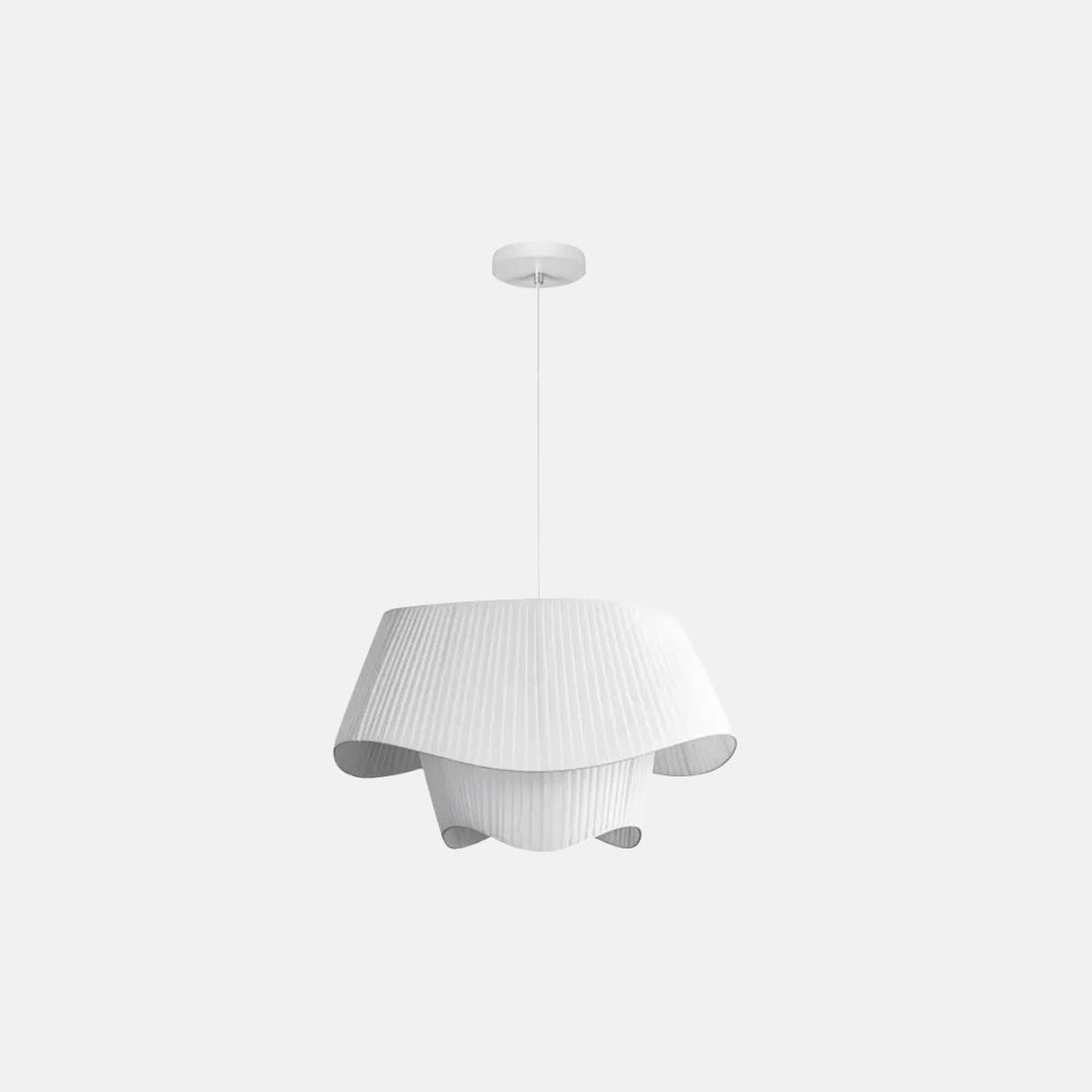 Nordic Fabric Pendant Light — White Metal Frame