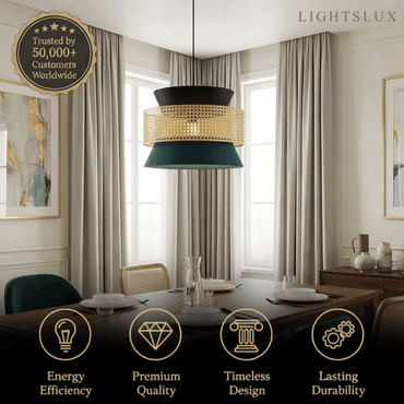 Hooded Pendant Light — Black Metal for Dining Room