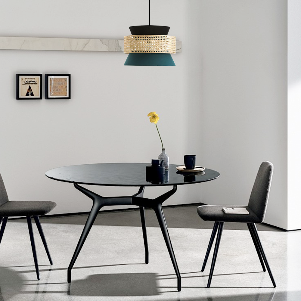 Hooded Pendant Light — Black Metal for Dining Room
