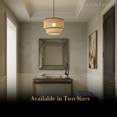 Rattan Pendant Light - Double-Layer Wood Lantern 