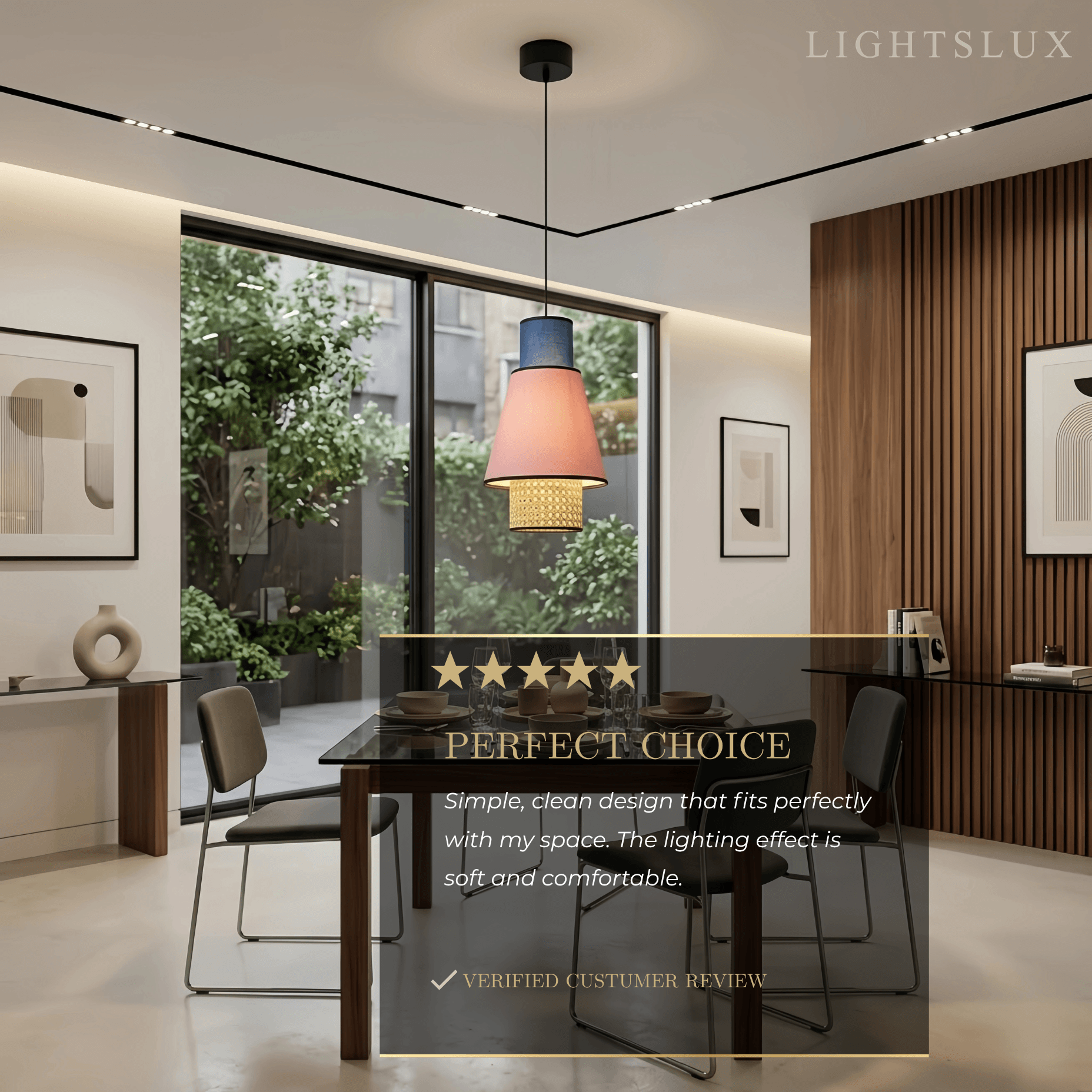 Bamburo Farmhouse Cylindrical Pendant Light - Fabric