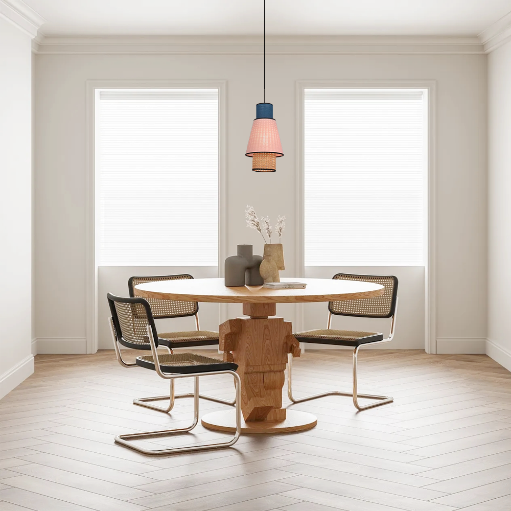 Bamburo Farmhouse Cylindrical Pendant Light - Fabric