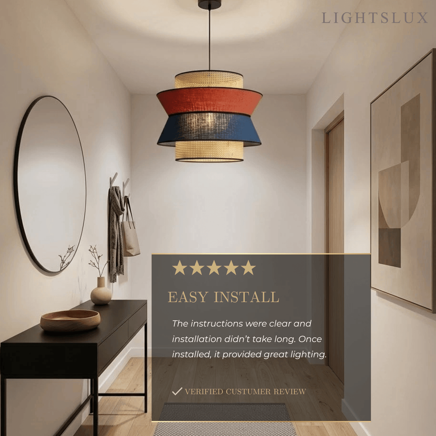 Bamburo Farmhouse Wood Pendant Light - Rustic