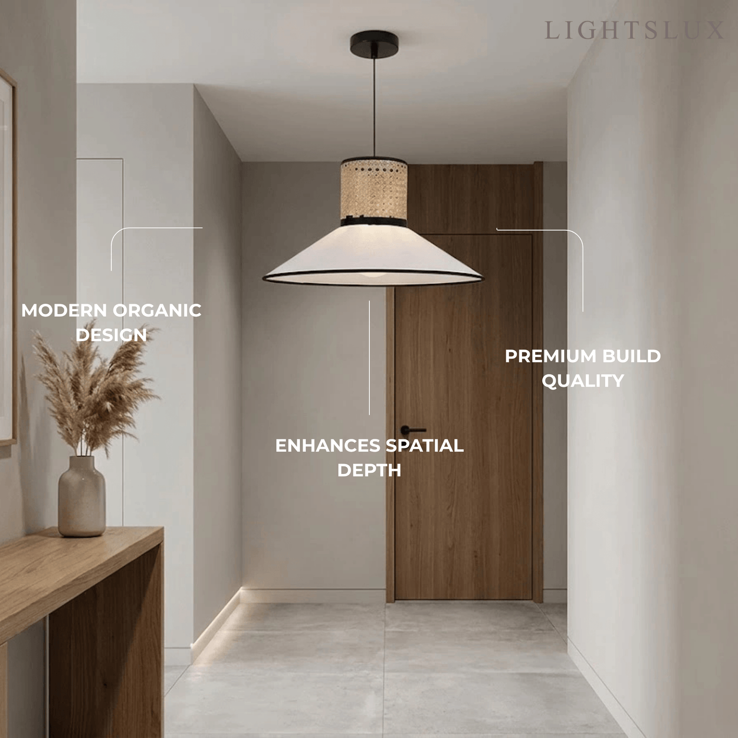 Bamburo Farmhouse Hooded Pendant Light — Fabric